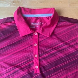 Nike woman, Vibrant Pink Striped Polo size S dry fit. Nike golf.